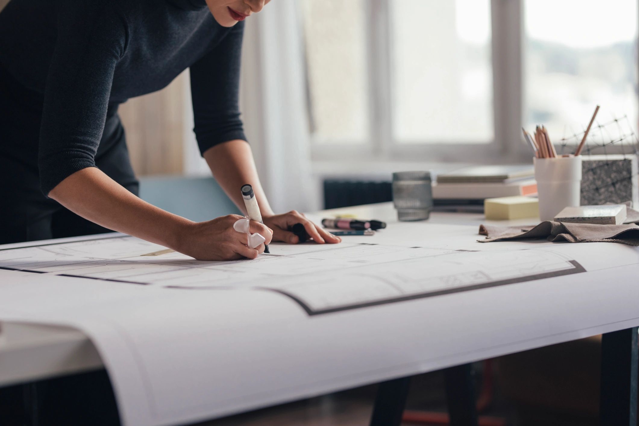 Architect working in a studio