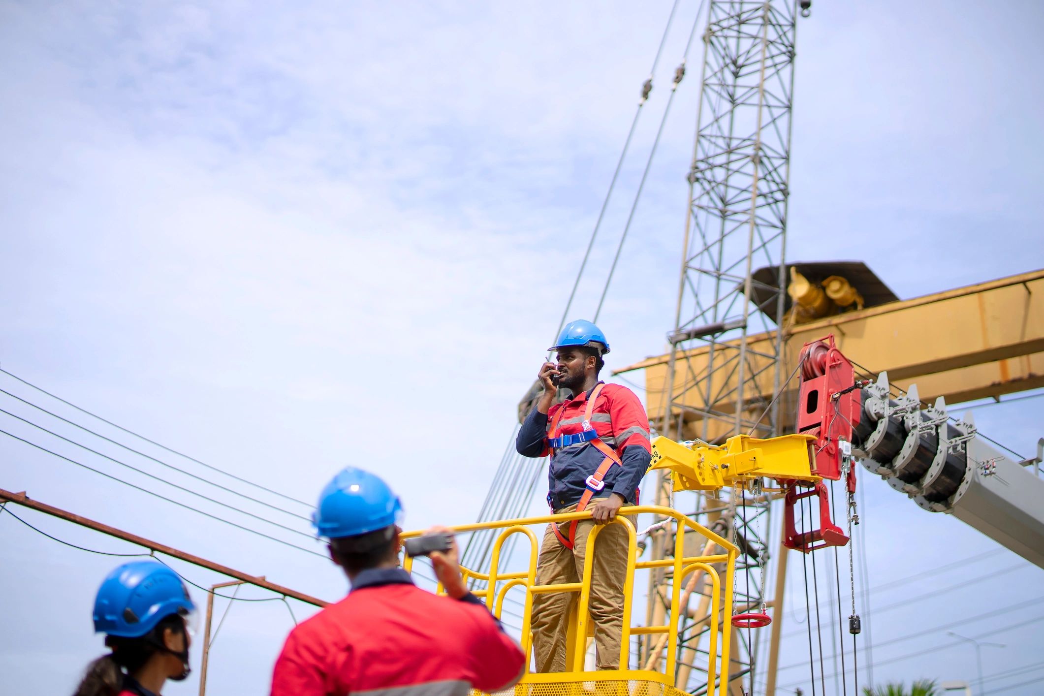 Engineers reviewing work at a construction site