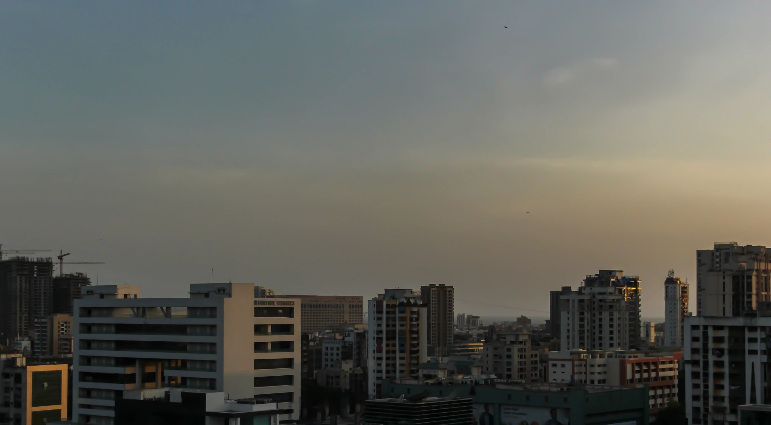 Commercial buildings in an urban skyline