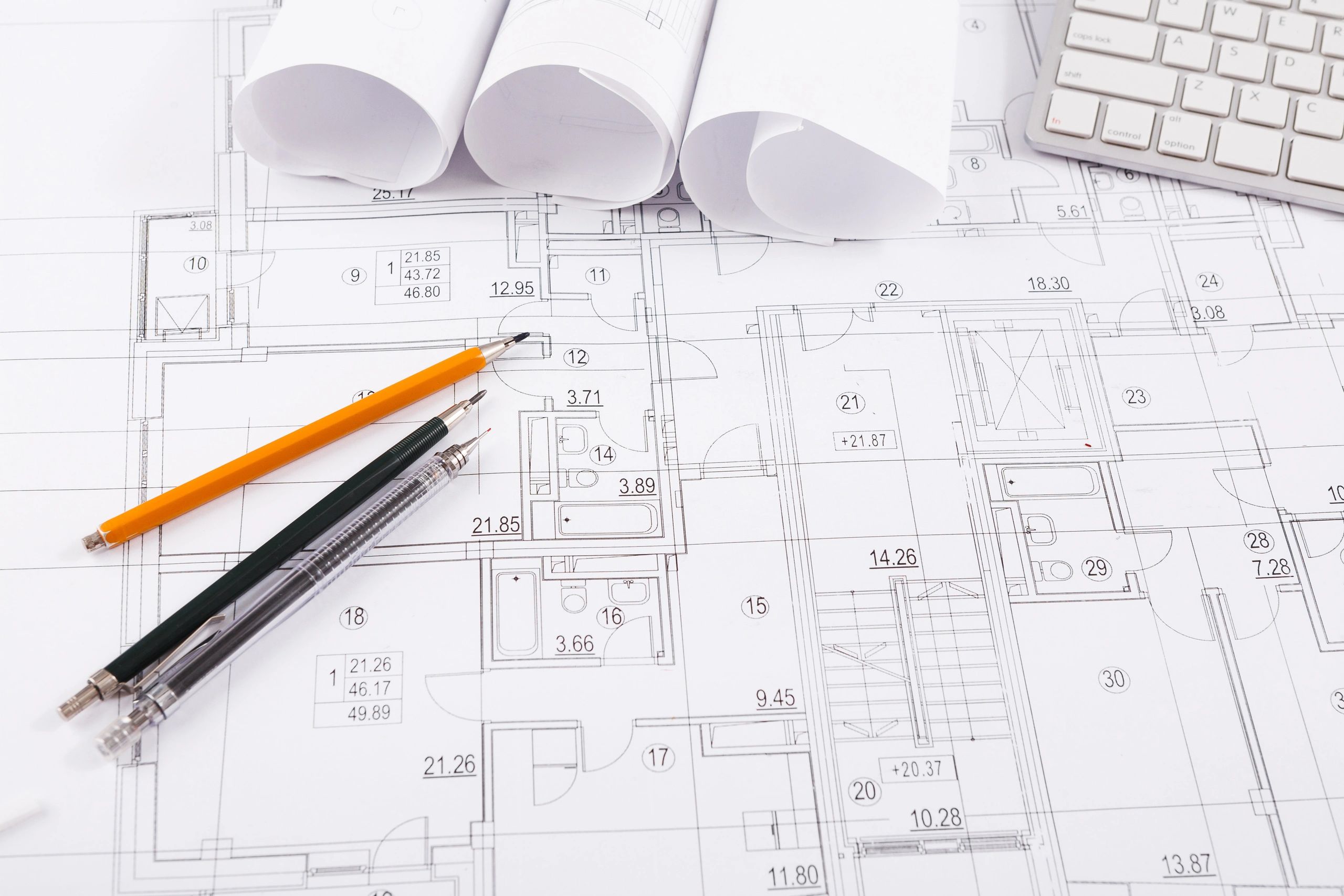 Architect tools on blueprint