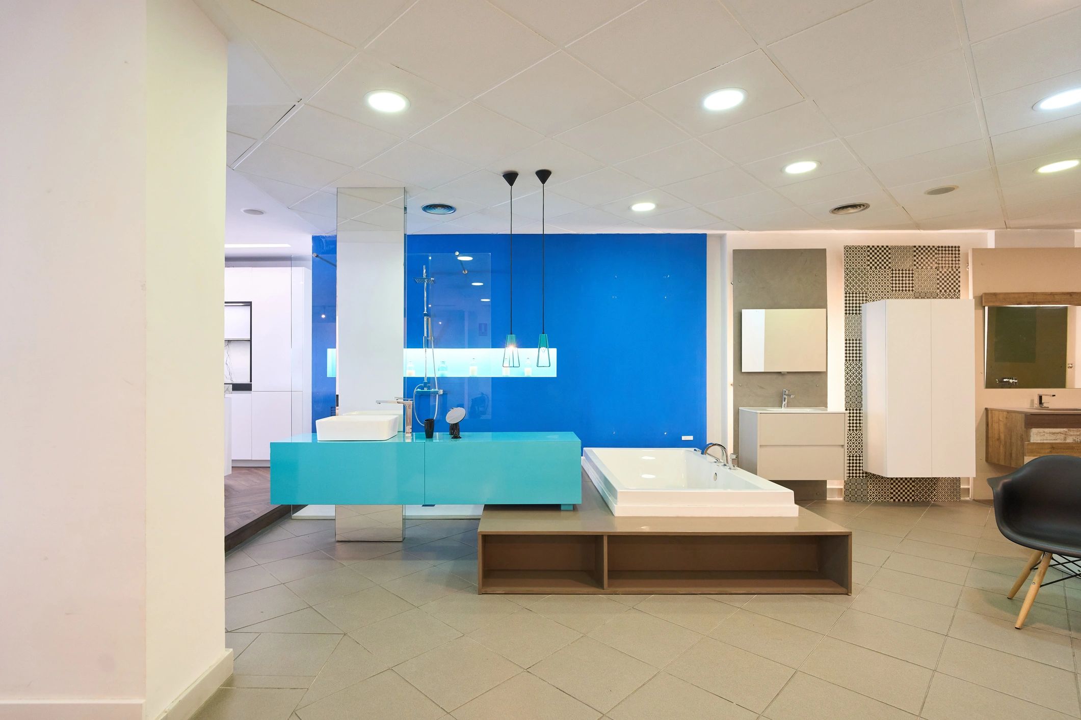 Modern bathroom fixtures and tile display